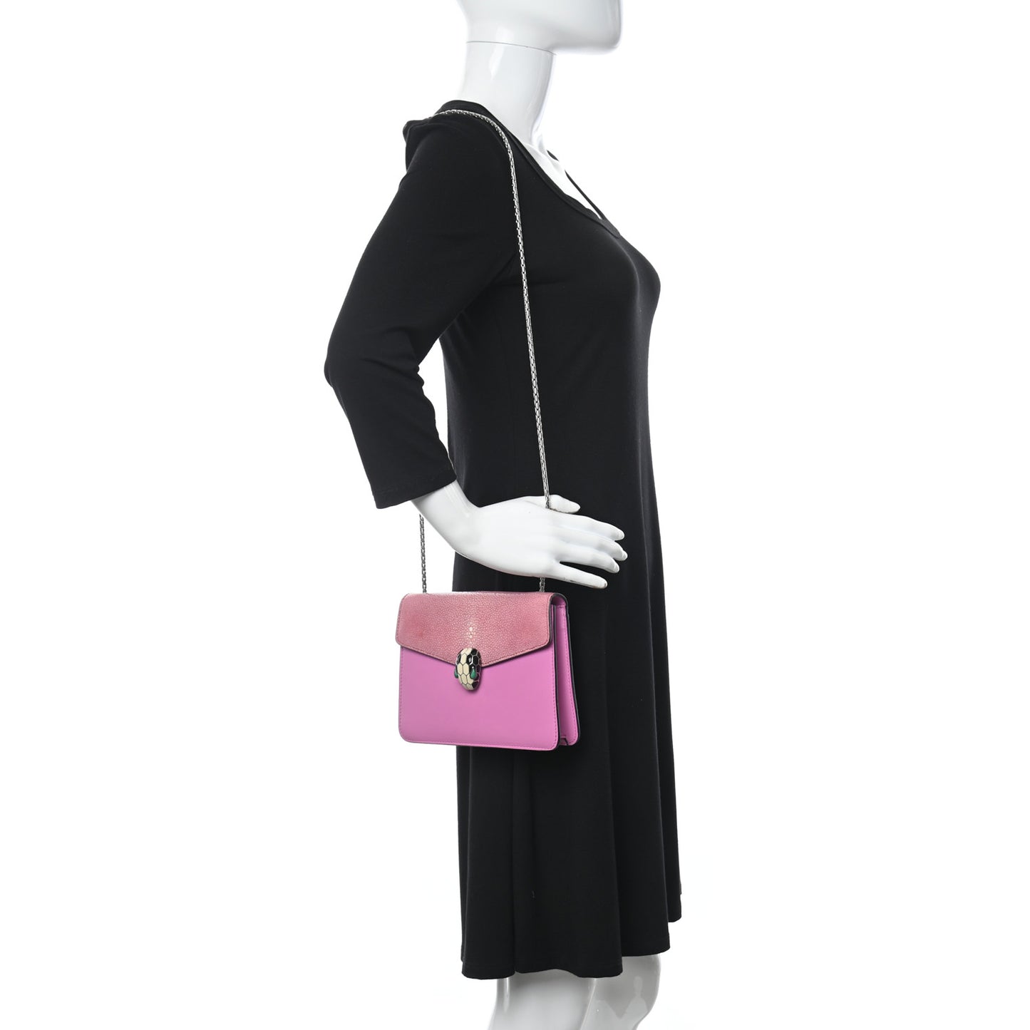 Calfskin Galuchat Serpenti Forever Crossbody Bag Pink