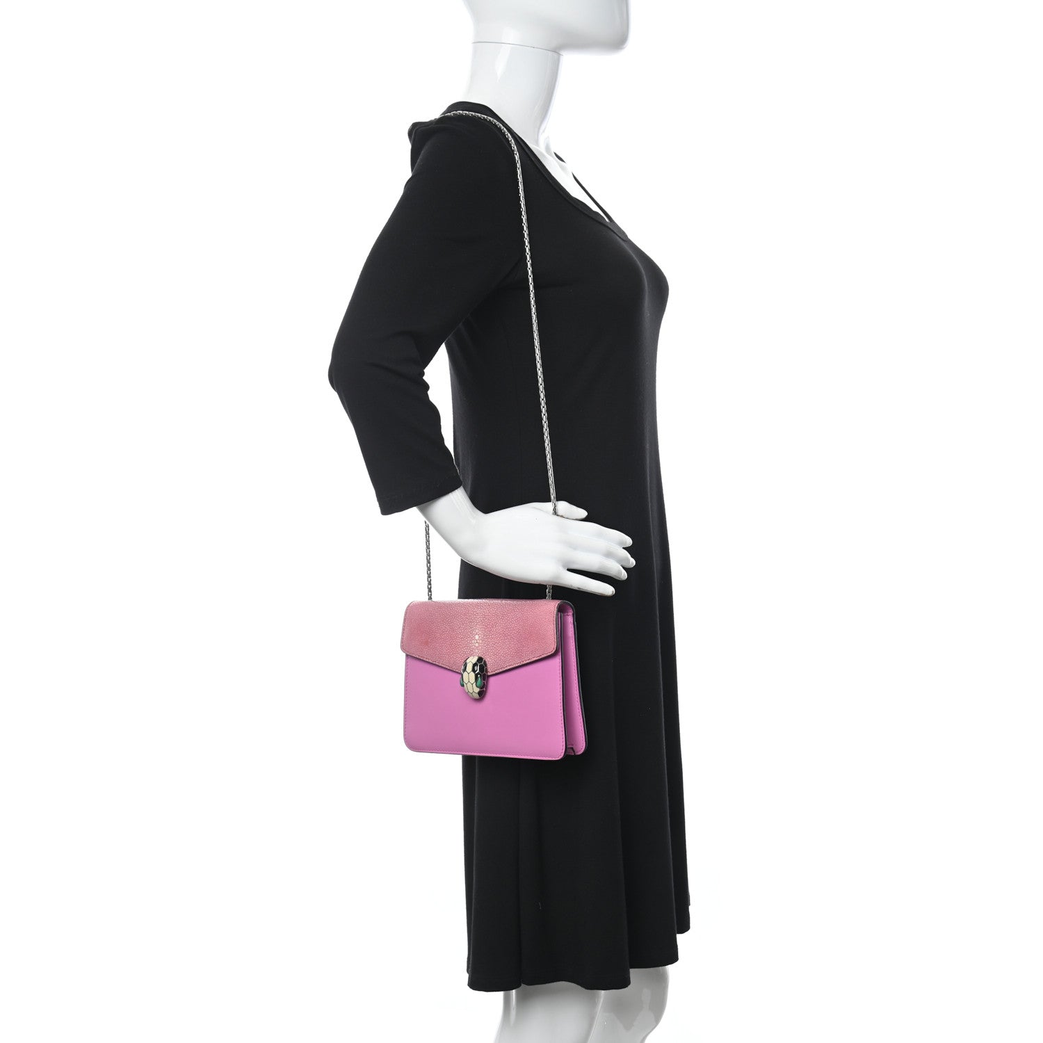 Bulgari Calfskin Galuchat Serpenti Forever Crossbody Bag Pink 2 of 11