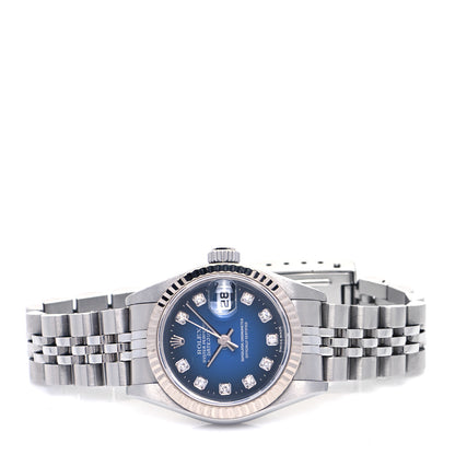 Rolex Stainless Steel 18K White Gold Diamond 26mm Oyster Perpetual Datejust Watch Blue Gradient 79174 4 of 8