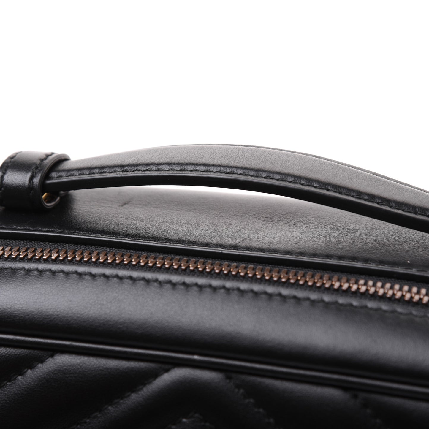 Calfskin Matelasse Sylvie Web Small GG Marmont Top Handle Shoulder Bag Black