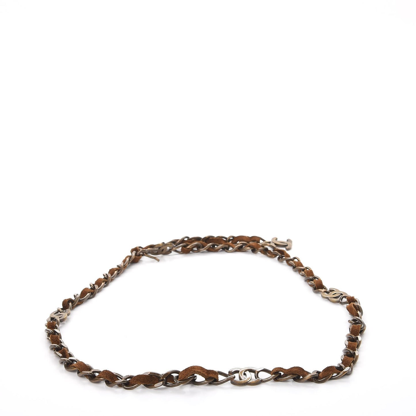 Suede CC Chain Belt Brown