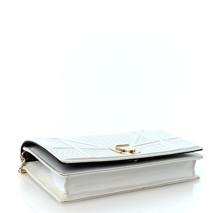 Christian Dior Patent Micro-Cannage Diorama Wallet on Chain Pouch White 4 of 10