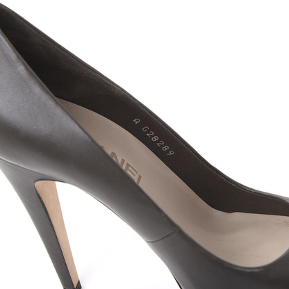 Chanel Lambskin Cap Toe CC Pumps 36.5 Grey Black 8 of 10