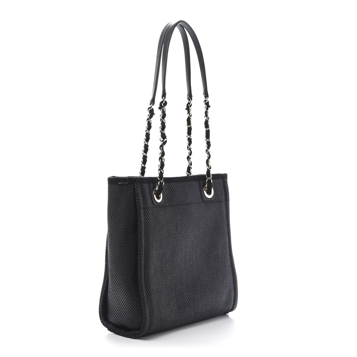 Mixed Fibers Calfskin Mini Deauville Tote Black