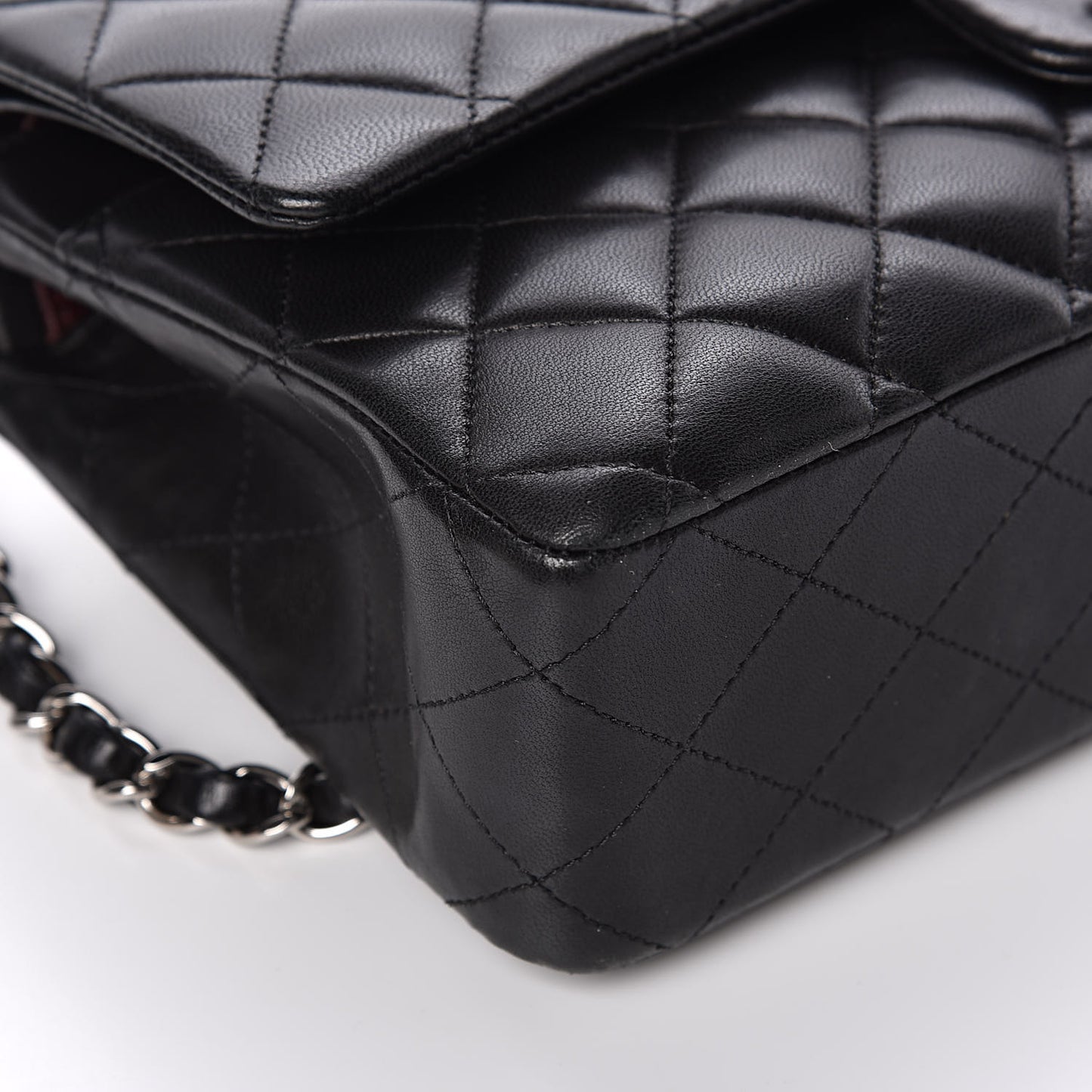 Lambskin Quilted Medium Double Flap Black