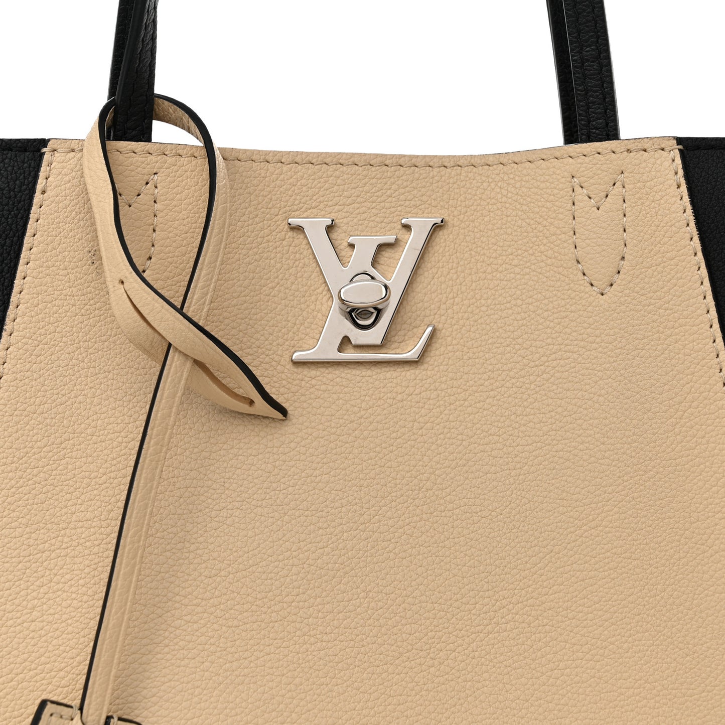 Calfskin Lockme Go Tote Black Vanilla