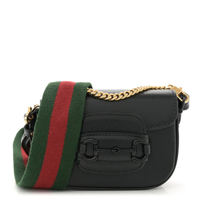 Gucci Azalea Calfskin Web Monochrome Horsebit 1955 Wallet On Strap  Black 1 of 11