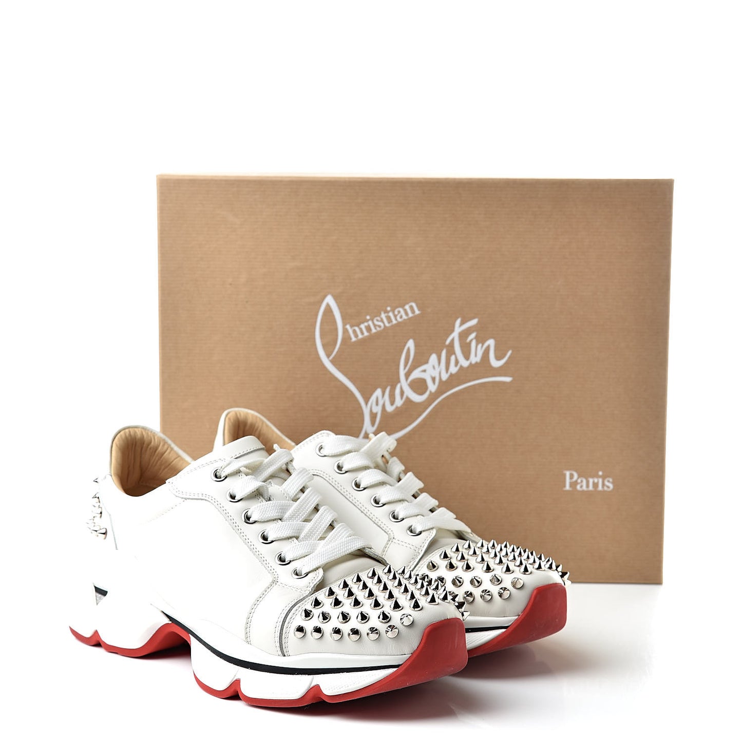 Calfskin Spike VRS 2018 Sneakers 39.5 Snow Silver