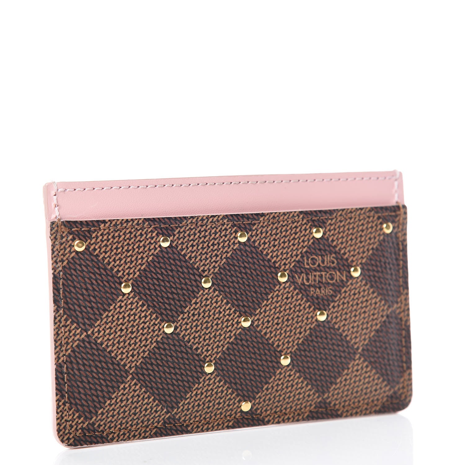 Louis Vuitton Damier Ebene Studded Card Holder Rose Ballerine 3 of 7