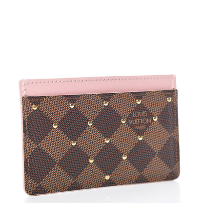 Louis Vuitton Damier Ebene Studded Card Holder Rose Ballerine 3 of 7