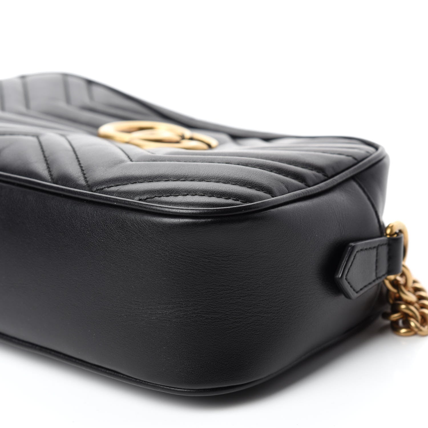 Gucci Calfskin Matelasse Small GG Marmont Chain Shoulder Bag Black 7 of 12