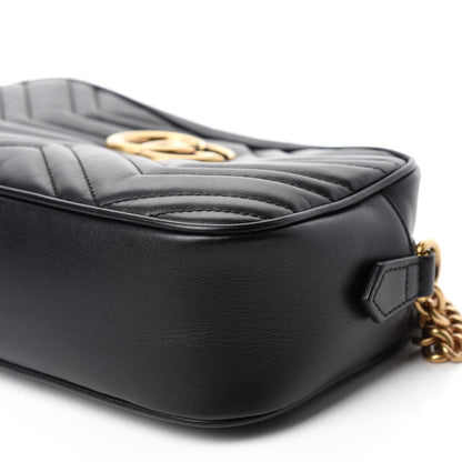 Gucci Calfskin Matelasse Small GG Marmont Chain Shoulder Bag Black 7 of 12