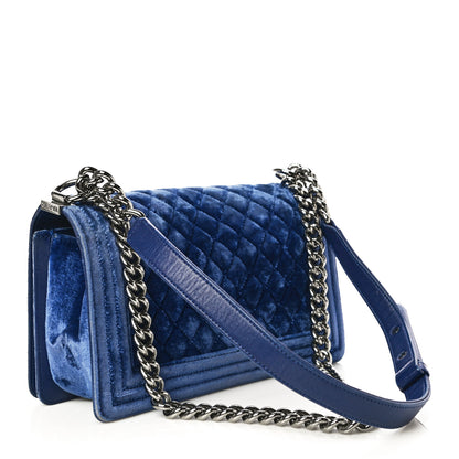 Chanel Velvet Quilted Medium Boy Flap Blue 3 of 16