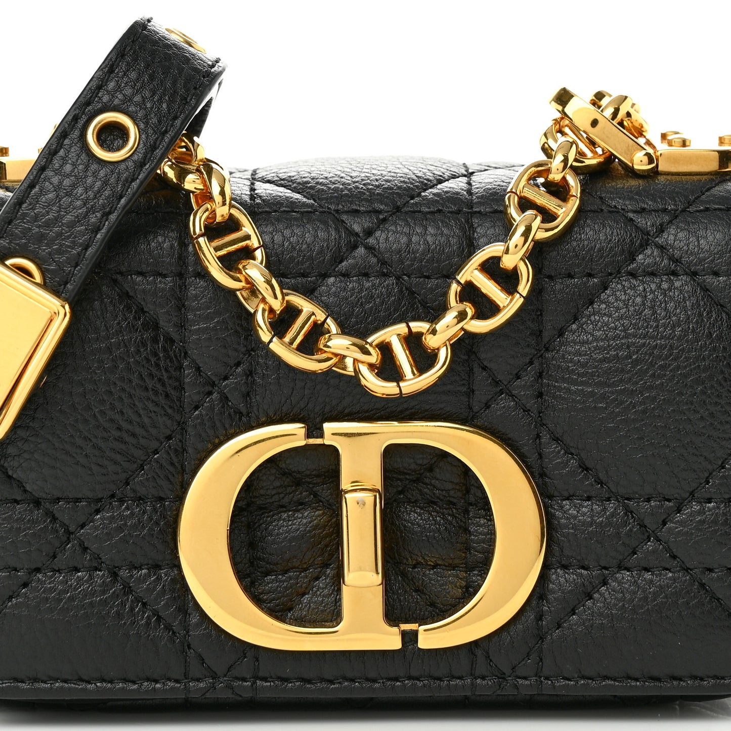 Supple Calfskin Cannage Micro Caro Bag Black