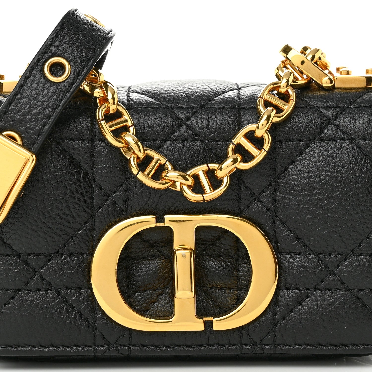 Christian Dior Supple Calfskin Cannage Micro Caro Bag Black 7 of 9
