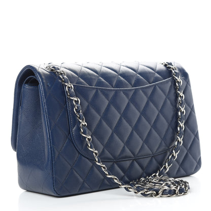 Chanel Caviar Quilted Jumbo Double Flap Blue 4 of 12