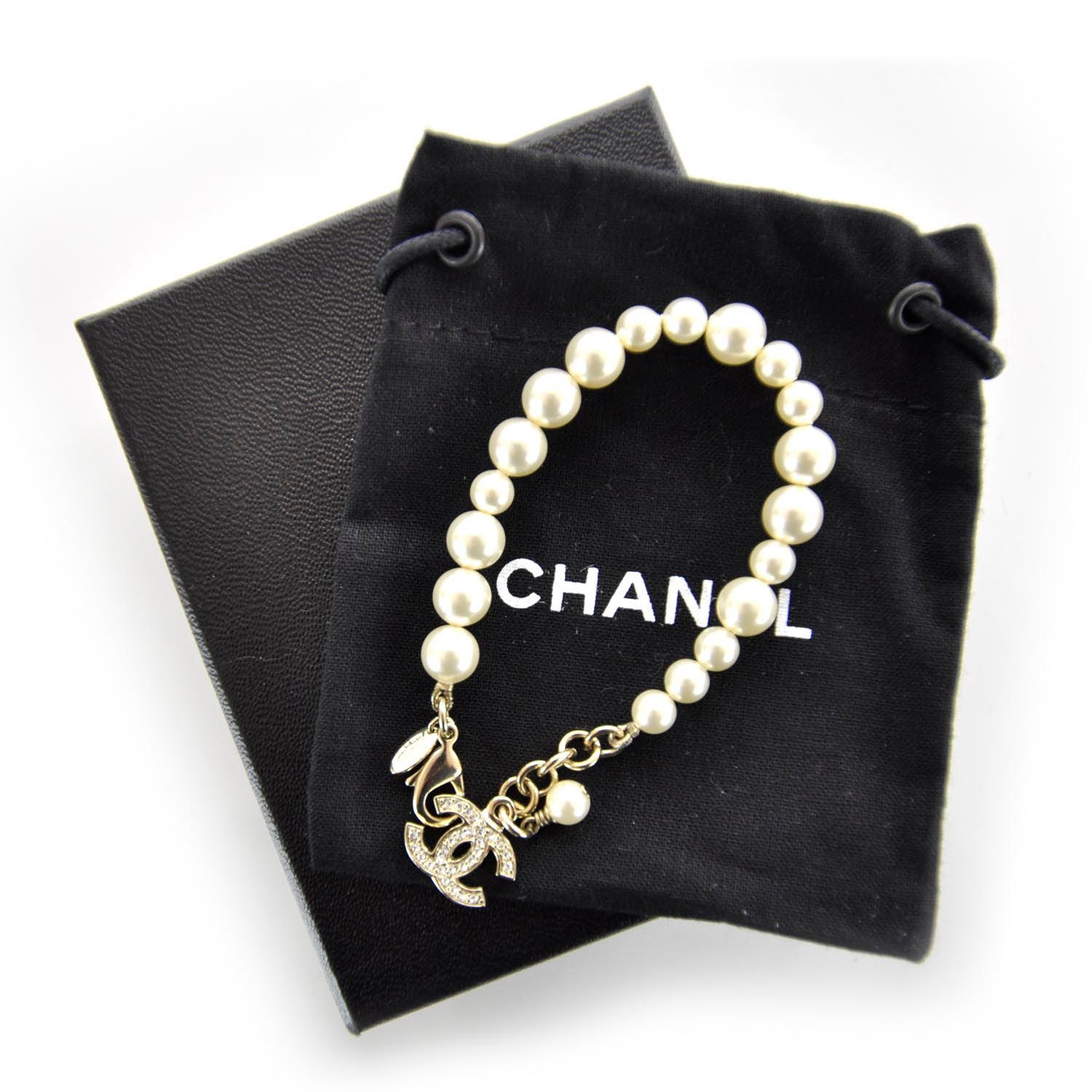 Chanel Crystal CC Pearl Bracelet Gold 4 of 4