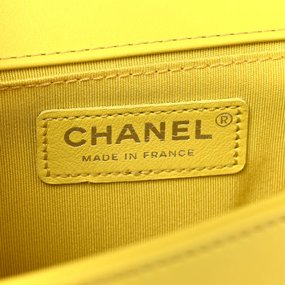 Chanel Calfskin Chevron Quilted Medium Boy Flap Yellow 6 of 10