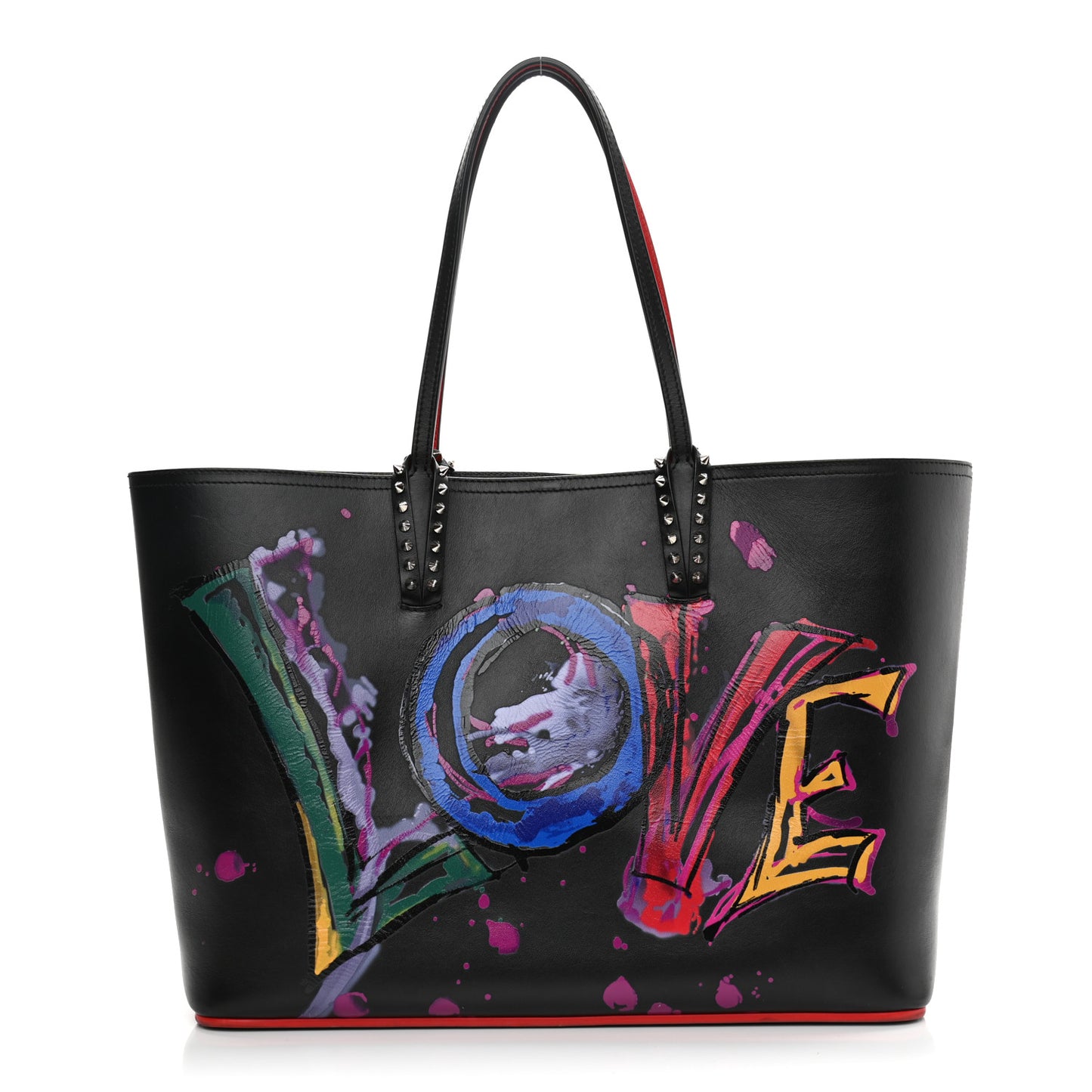 Calfskin In Love East West Cabata Tote Black Multicolor