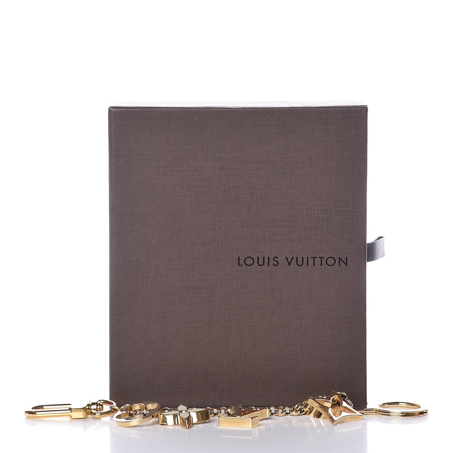 Brass Enamel Fleur De Monogram Bag Charm Chain Gold