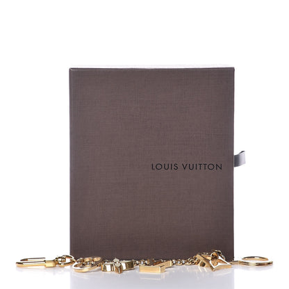 Louis Vuitton Brass Enamel Fleur De Monogram Bag Charm Chain Gold 3 of 3