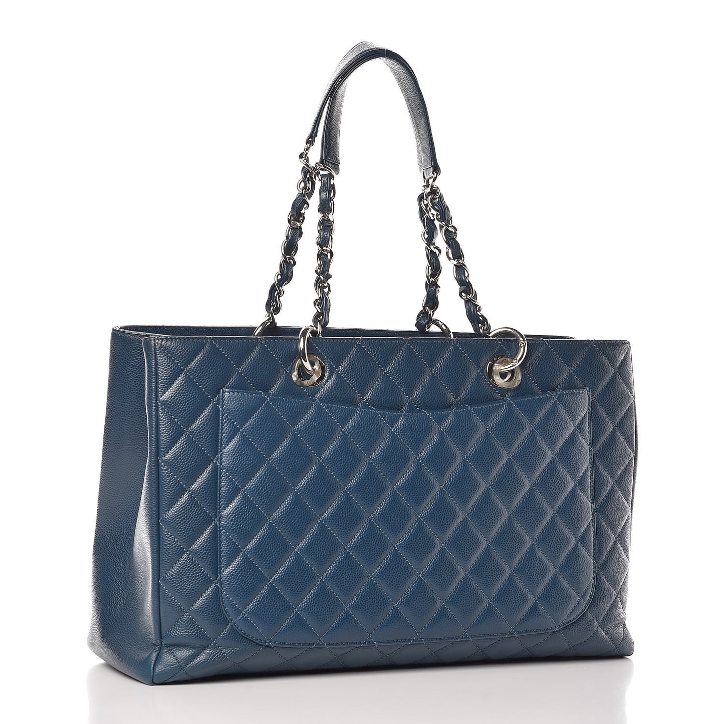 Caviar Quilted XL Grand Shopping Tote GST Navy Blue