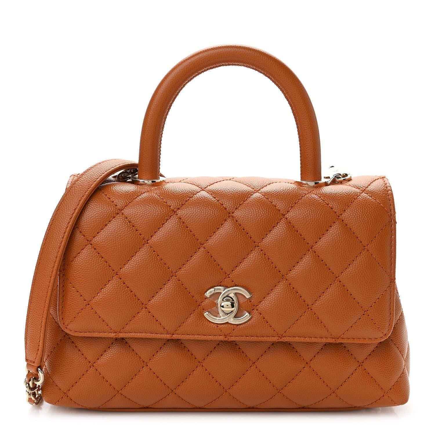 Chanel Caviar Quilted Mini Coco Handle Flap Light Brown 1 of 10