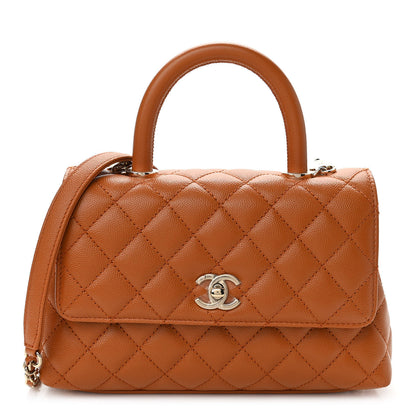 Chanel Caviar Quilted Mini Coco Handle Flap Light Brown 1 of 10