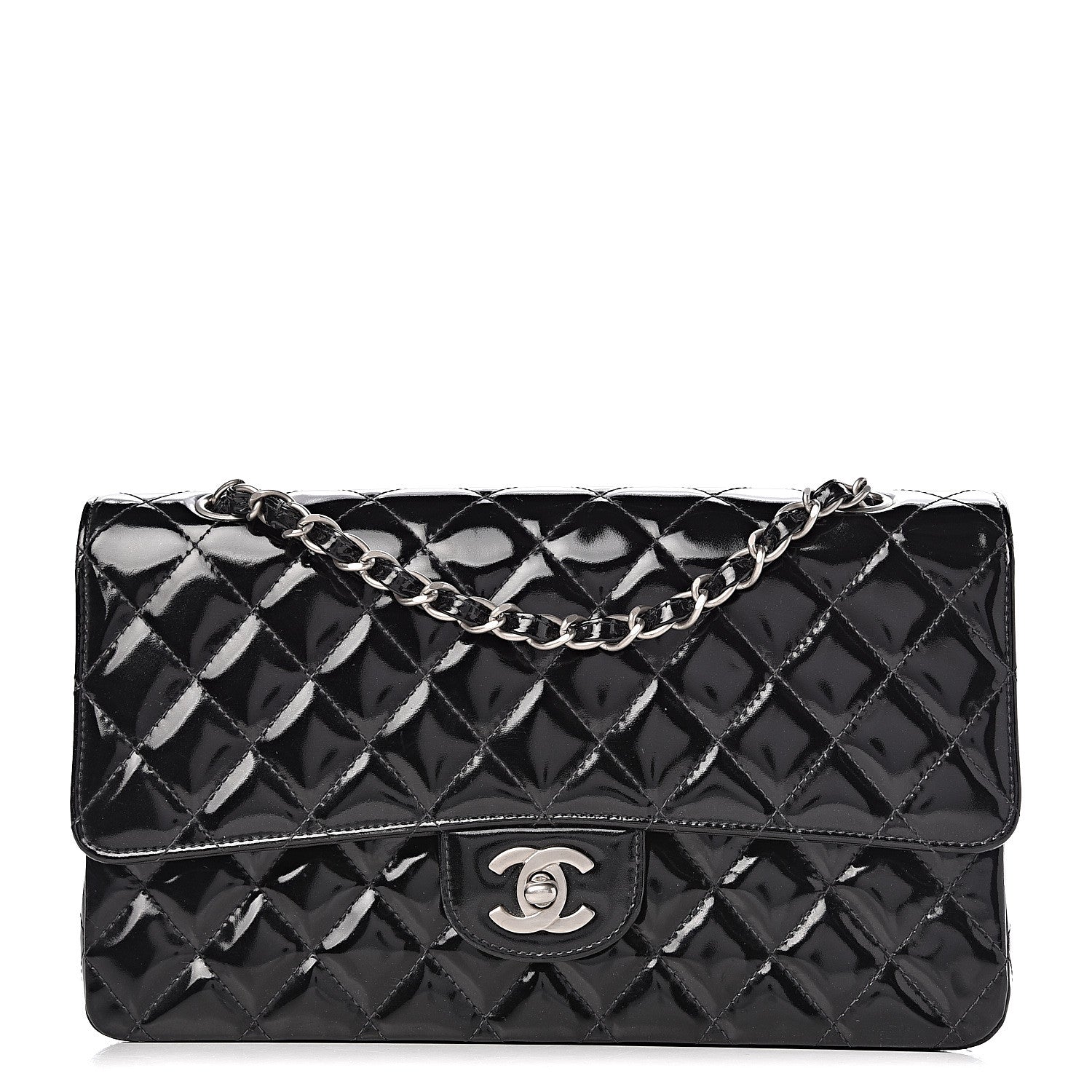 Chanel Patent Quilted Medium Double Flap Black 1 of 17