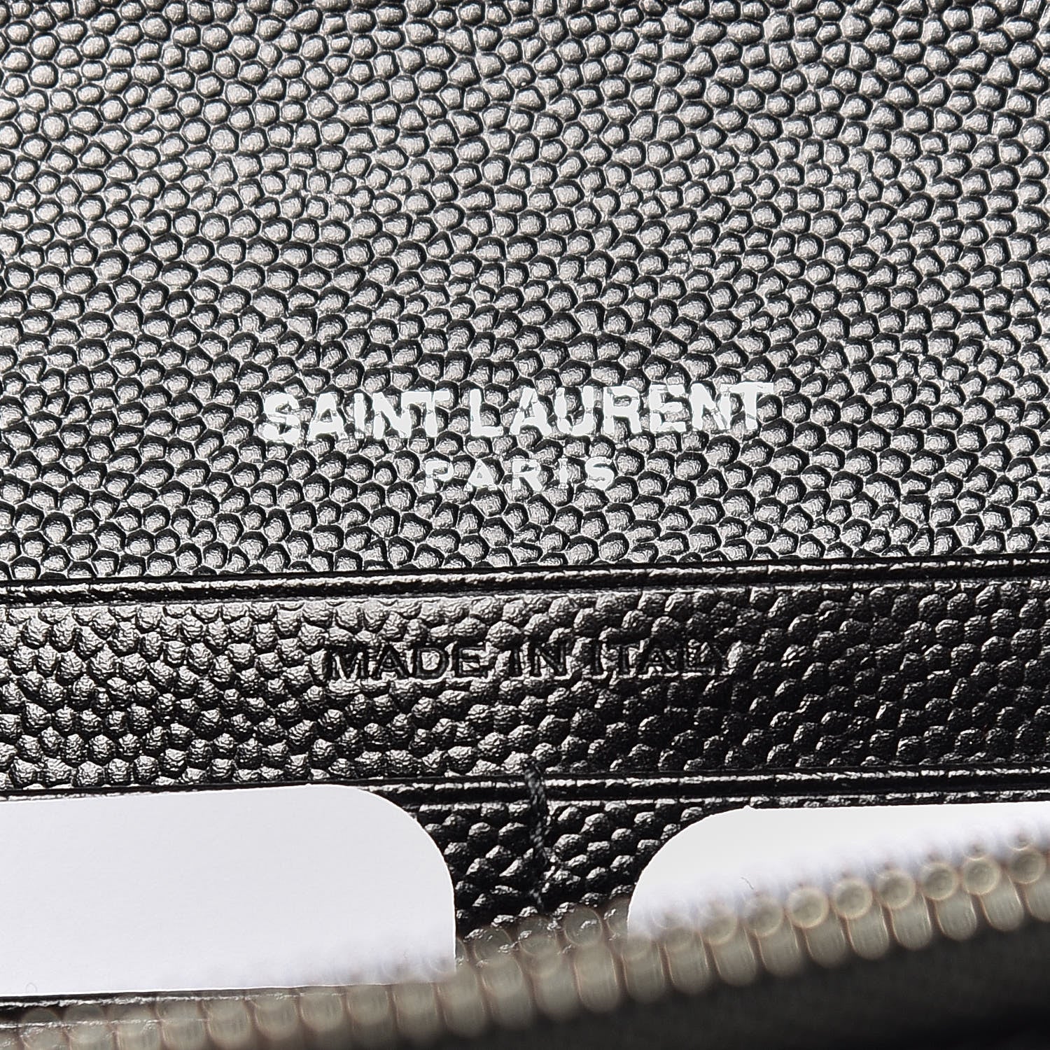 Saint Laurent Grain De Poudre Matelasse Chevron Medium Monogram Chain Wallet Black 6 of 9