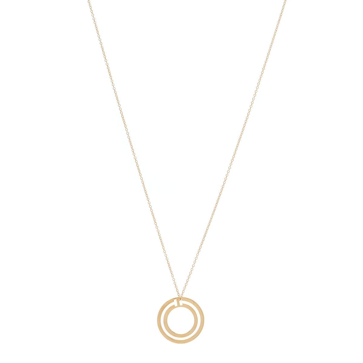 Tiffany 18K Yellow Gold T Circle Pendant Necklace 1 of 6