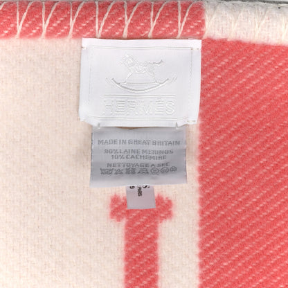 Hermes Wool Cashmere Avalon Baby Blanket Rose Airelle White 3 of 3