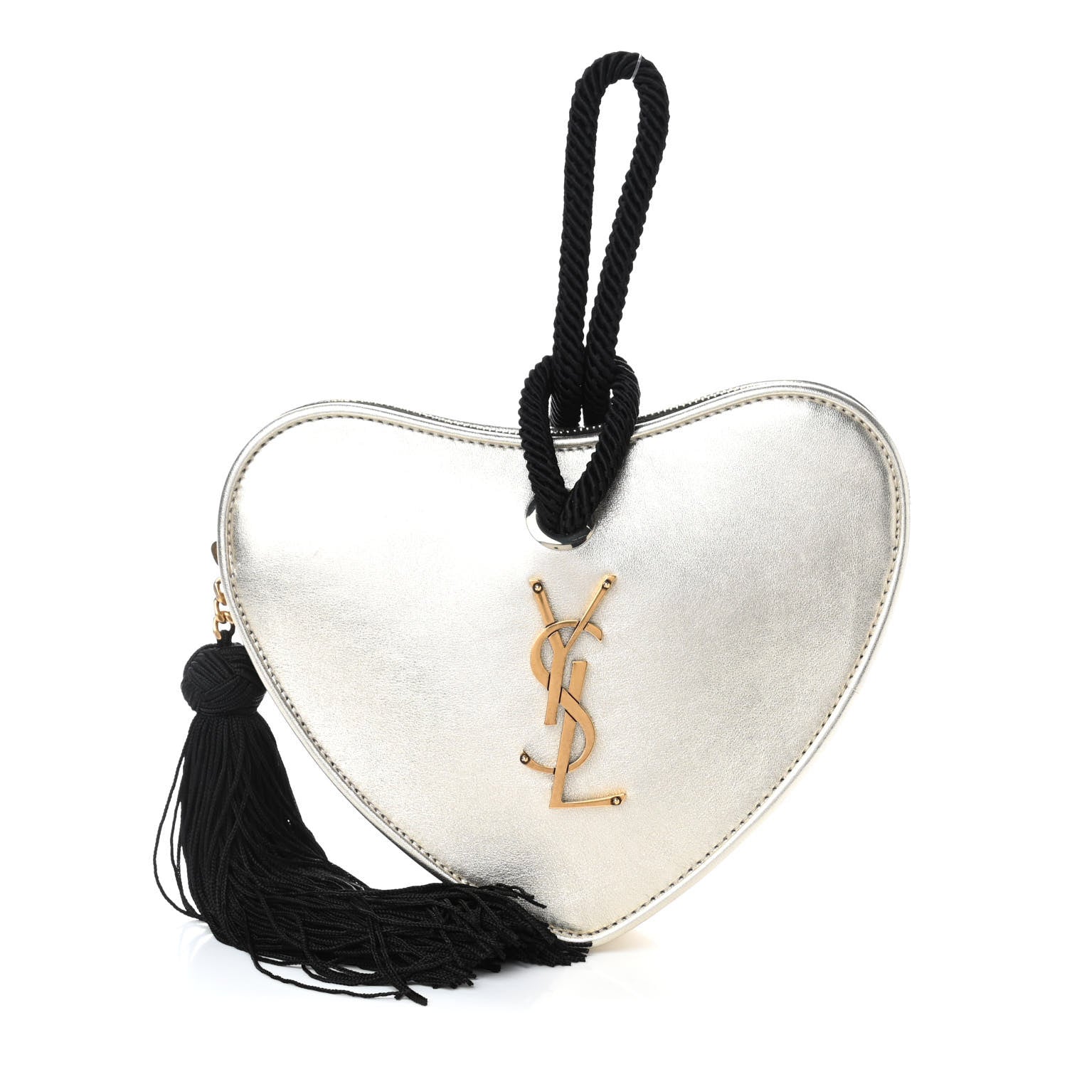 Saint Laurent Metallic Calfskin Heart Clutch Gold 1 of 4