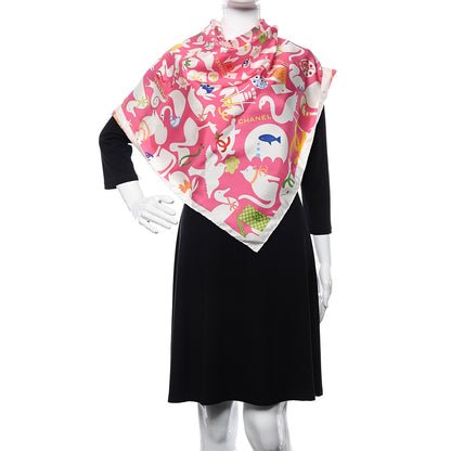 Chanel Silk CC Logo Animal Scarf Pink 2 of 4