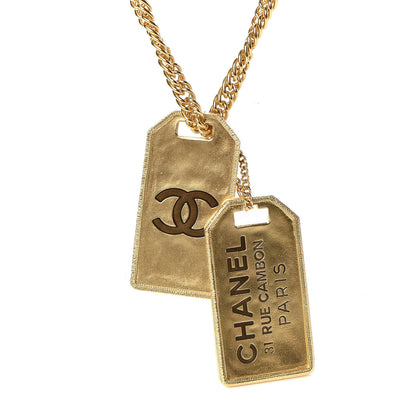 Chanel ID Dog Tag Charm Necklace Gold 4 of 6