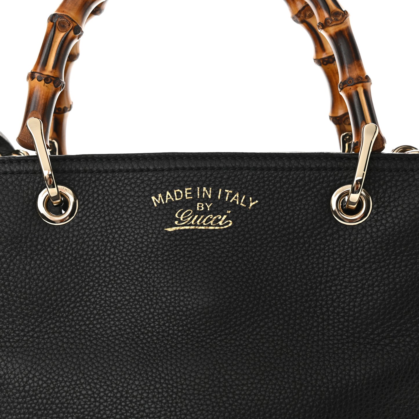 Calfskin Small Bamboo Shopper Tote Black