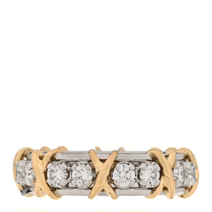 Tiffany Platinum 18K Yellow Gold Diamond Schlumberger Sixteen Stone Ring 54 7 3 of 5