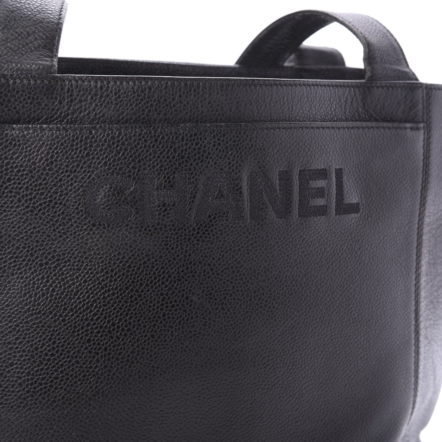 Chanel Caviar Embroidered Logo Shoulder Bag Black 10 of 13