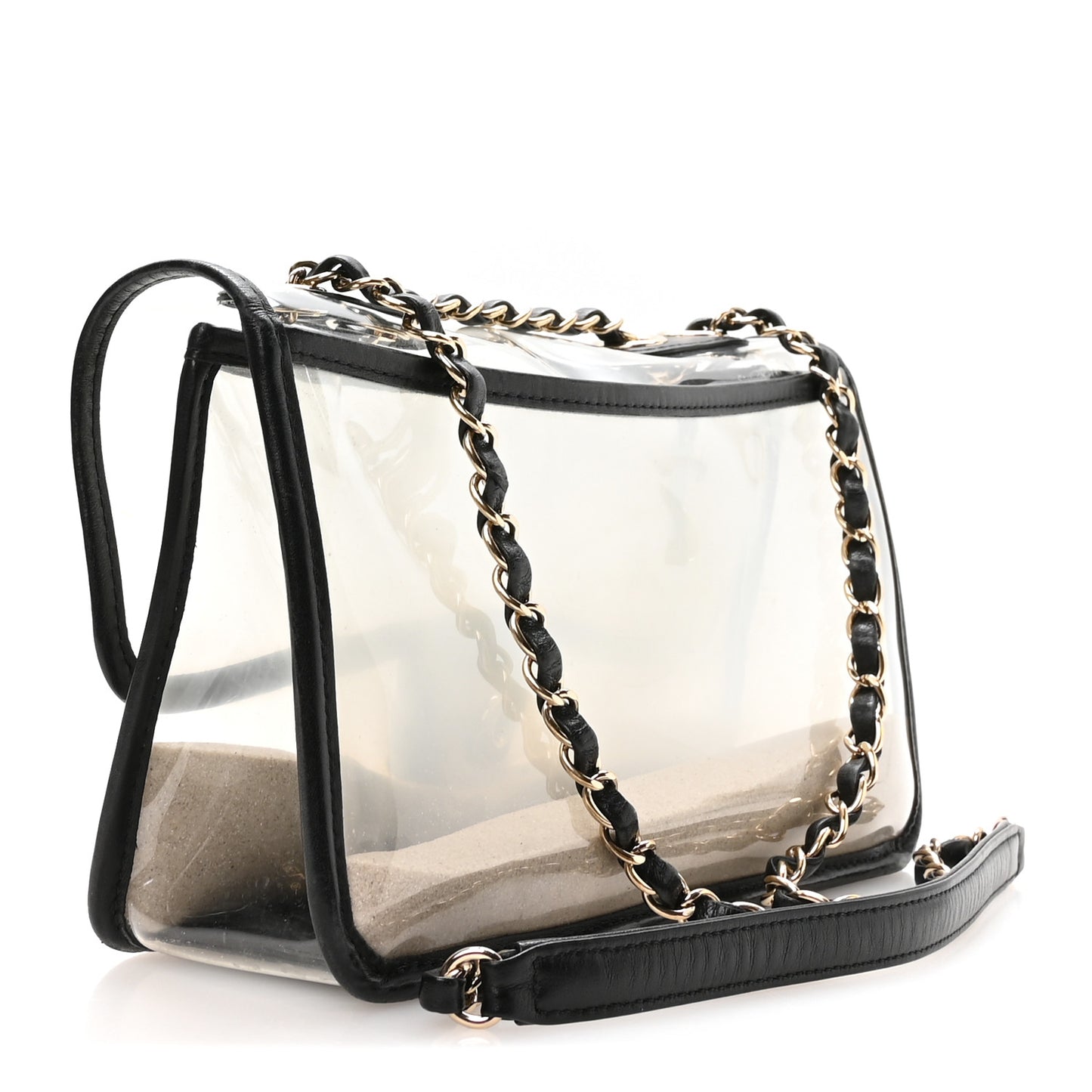 Lambskin PVC Medium Sand By The Sea Flap Black