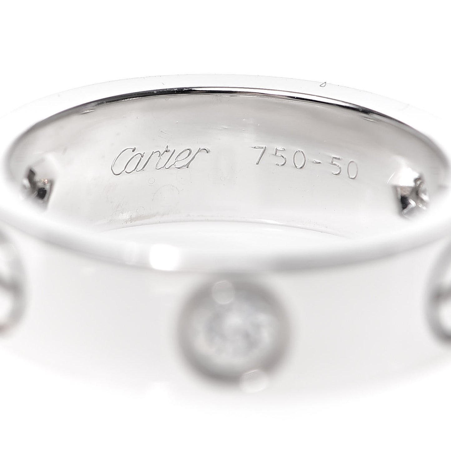 18K White Gold 3 Diamond 5.5mm LOVE Ring 50 5.25