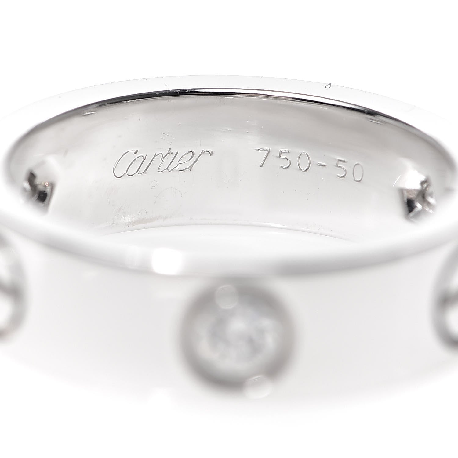 Cartier 18K White Gold 3 Diamond 5.5mm LOVE Ring 50 5.25 5 of 5