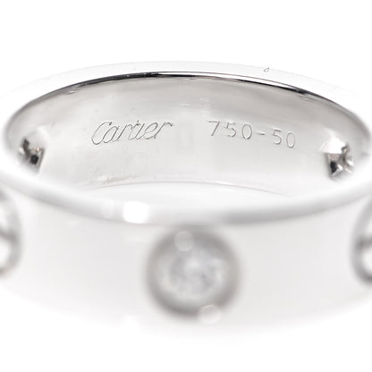 Cartier 18K White Gold 3 Diamond 5.5mm LOVE Ring 50 5.25 5 of 5