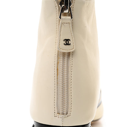 Chanel Lambskin Patent Ankle Boots 41 Beige Black 10 of 11