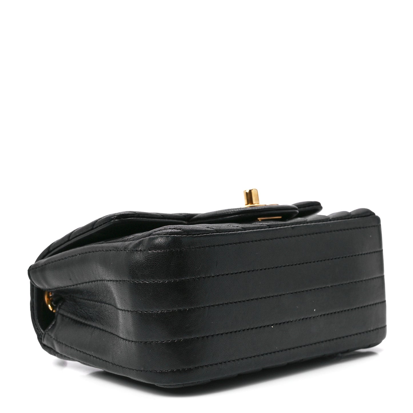 Lambskin Chevron Quilted Mini Square Flap Black