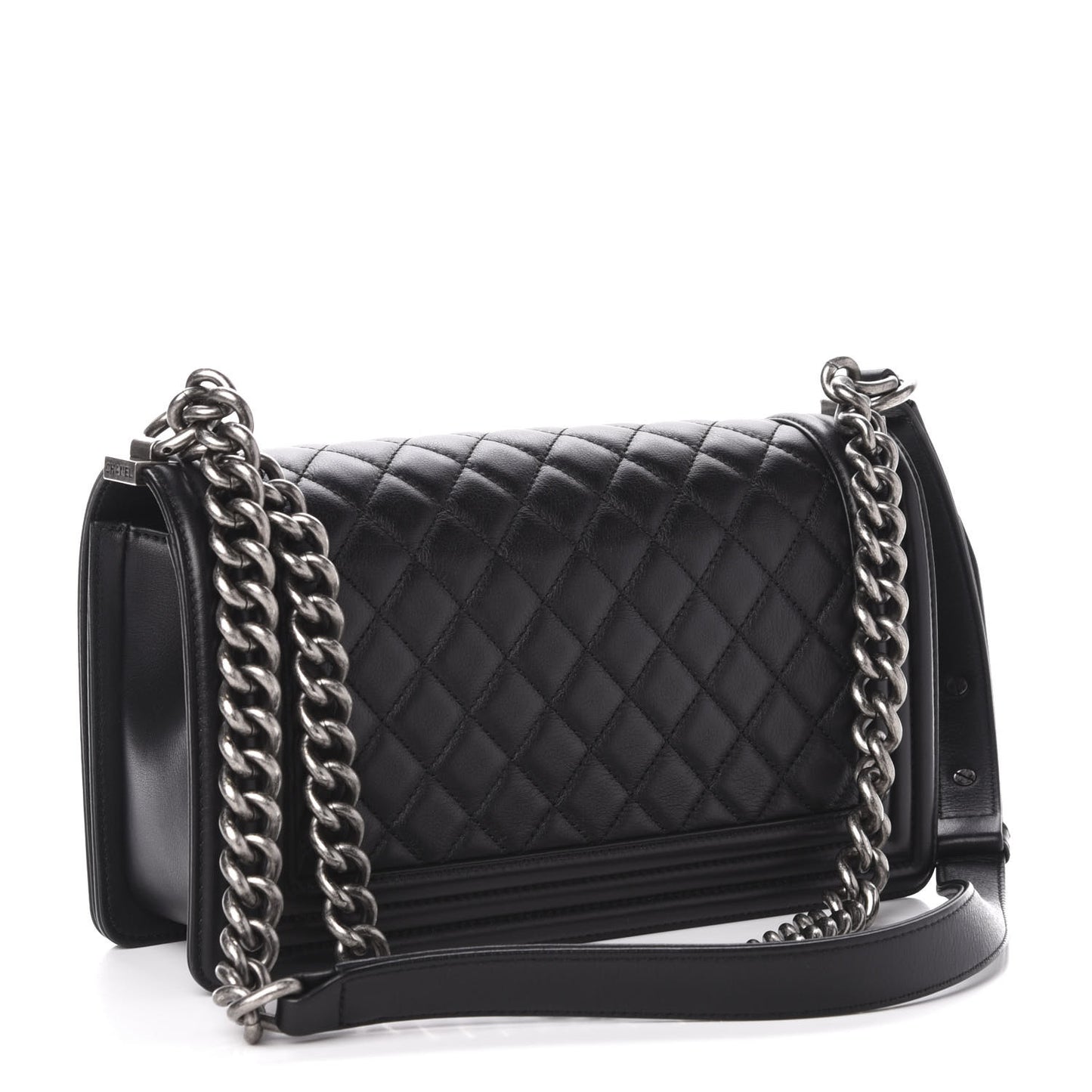Calfskin Quilted Medium Boy Flap Black