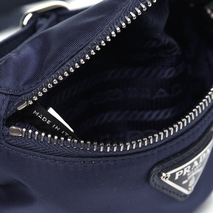 Prada Tessuto Nylon Saffiano Metal Triangle Logo Mini Crossbody Pouch Baltico 9 of 12
