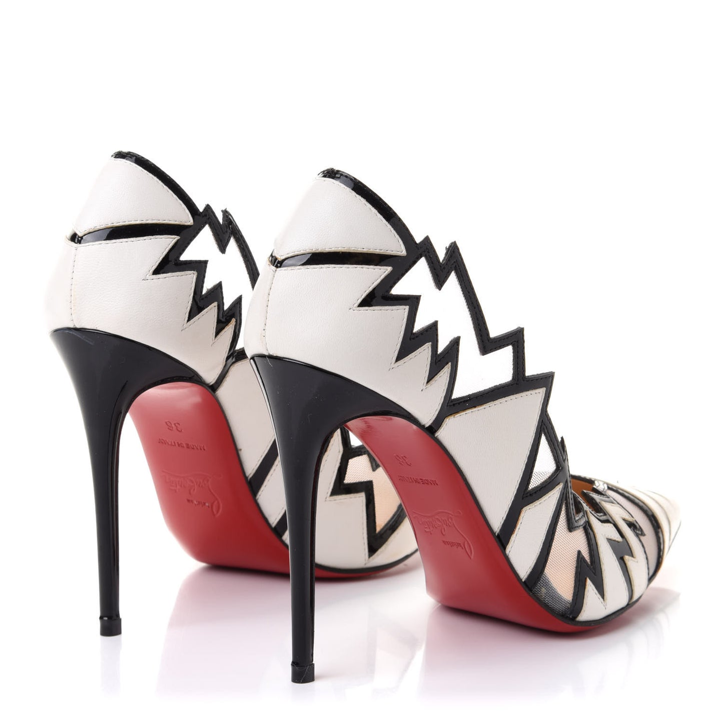 Shiny Nappa Patent Explorete 100 Pumps 36 White Black