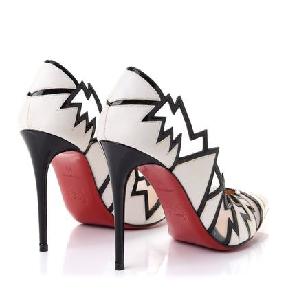 Christian Louboutin Shiny Nappa Patent Explorete 100 Pumps 36 White Black 4 of 7