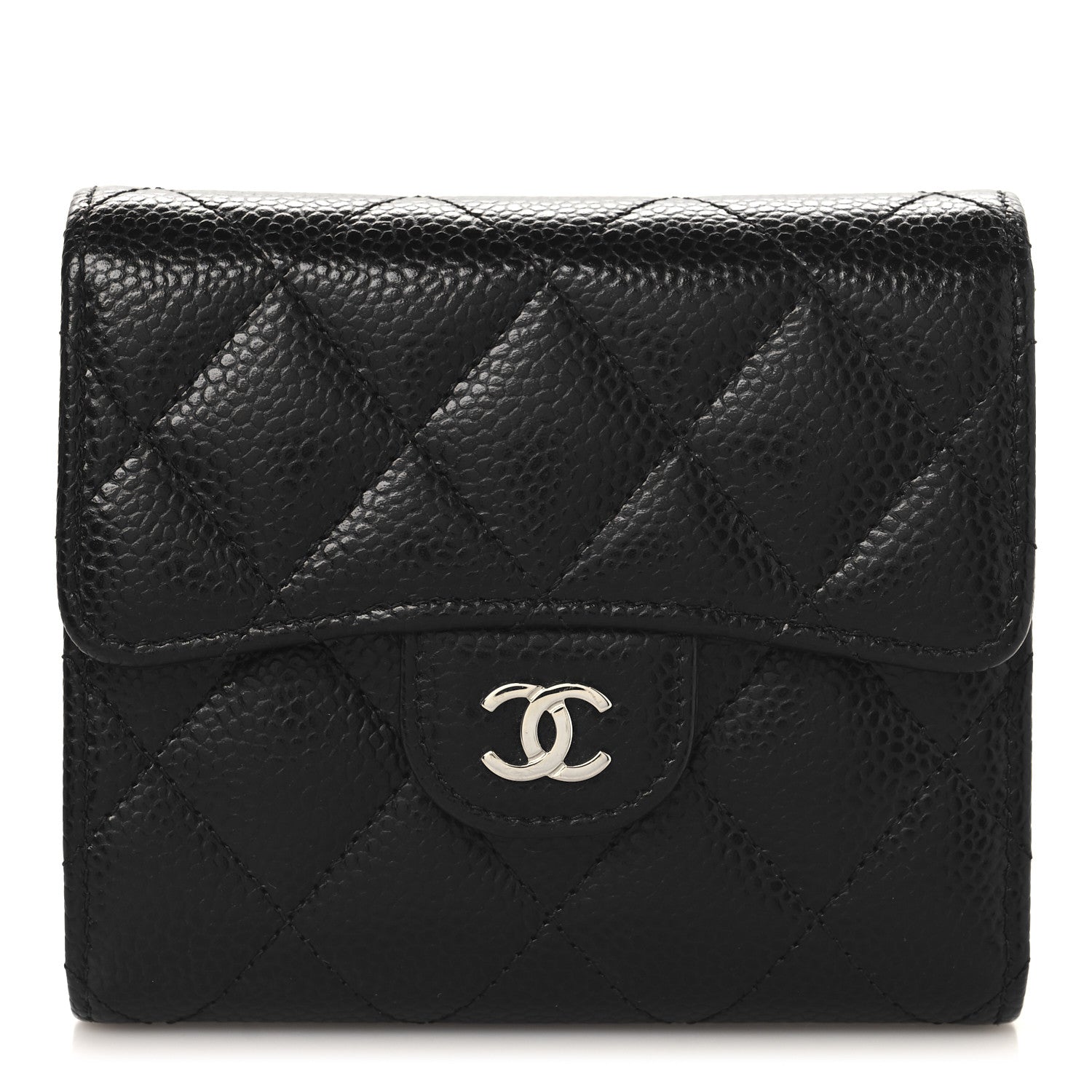 Chanel Caviar Quilted Compact Flap Wallet Black 1 of 8