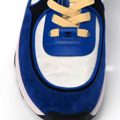 Chanel Nylon Lambskin Suede CC Womens Sneakers 41 Blue White Black 10 of 13